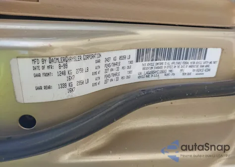 2000 Jeep Grand Cherokee Limited z USA, uszkodzony, nr VIN 1J4GW58S4YC139603